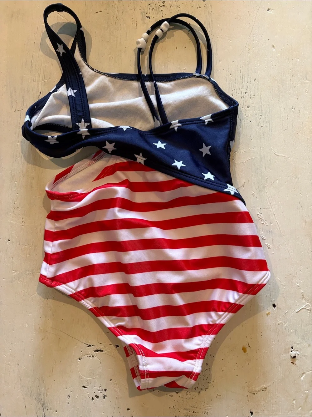 Cat & Jack Girls' Star & Stripe One-Piece Swimsuit - Red & Navy